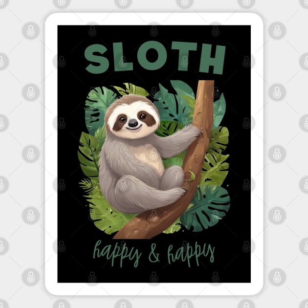 Cartoon Style Cute Sloth Magnet by Amy Quinn